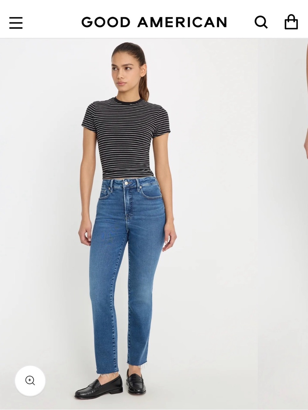 Good American Straight Leg Jeans in Medium Blue Wash